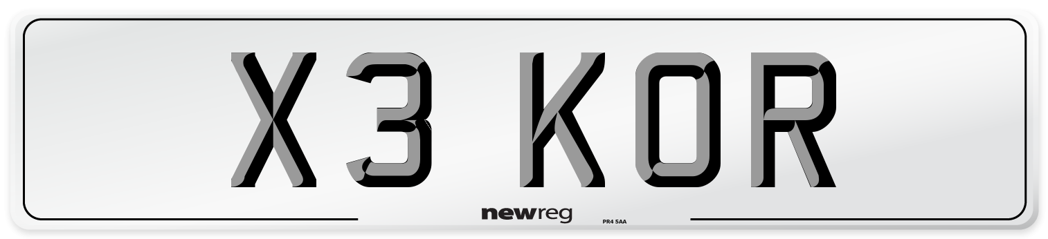 X3 KOR Number Plate from New Reg